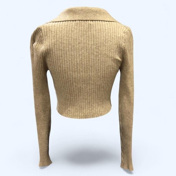 Urban Outfitters Ribbed Cropped Cardigan warm oatmeal / beige tone - Picture 2 of 4